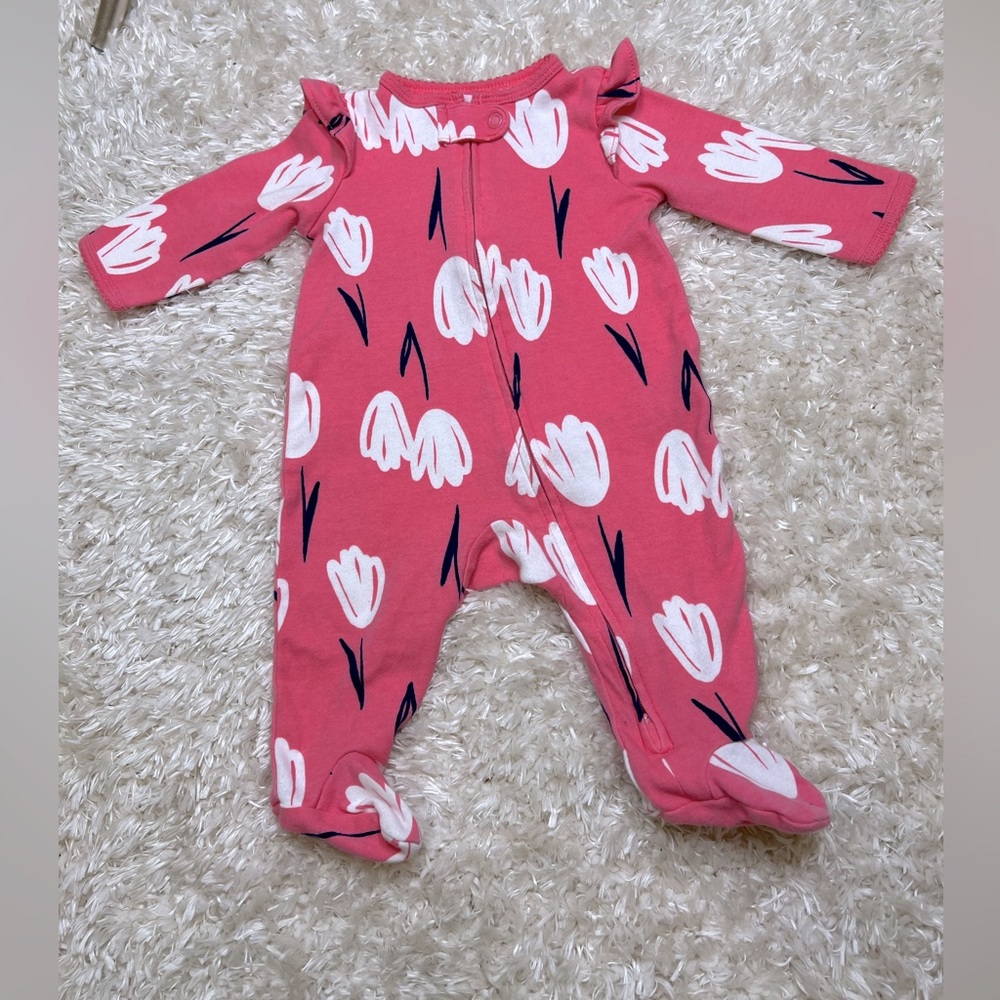 CARTER’S || (3M) Baby Girl Pink/White Flower Onesie